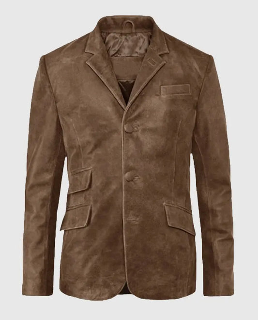 Men's Quaint Brown Leather Blazer