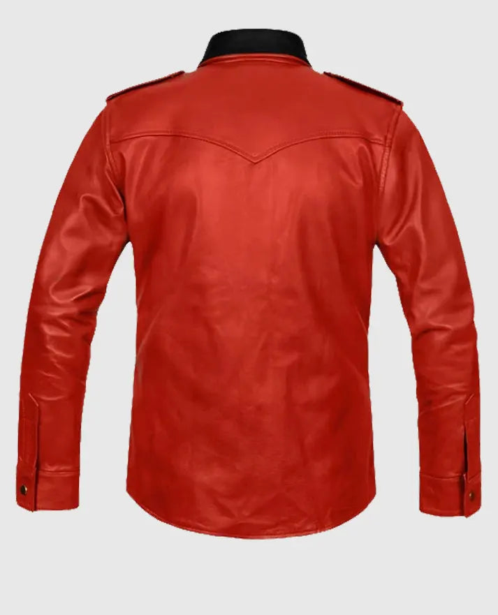 Men’s Red Native Trucker Leather Jacket