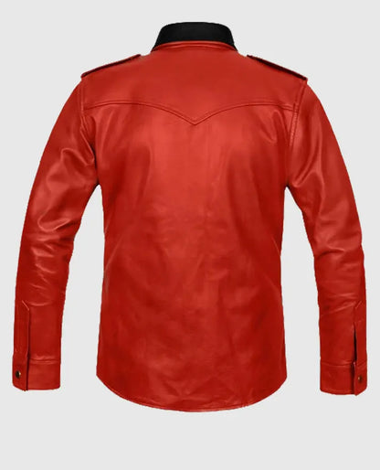 Men’s Red Native Trucker Leather Jacket