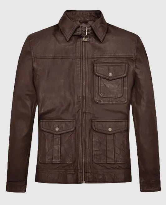 Men's Retro Style Brown Leather Jacket