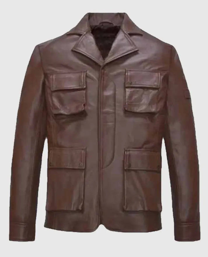 Men’s Shirt Style Brown Leather Jacket