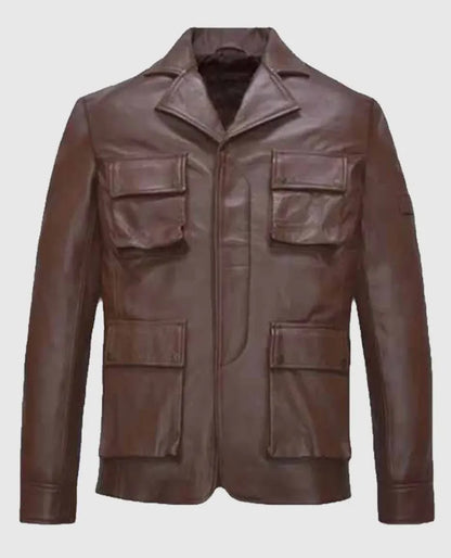 Men’s Shirt Style Brown Leather Jacket