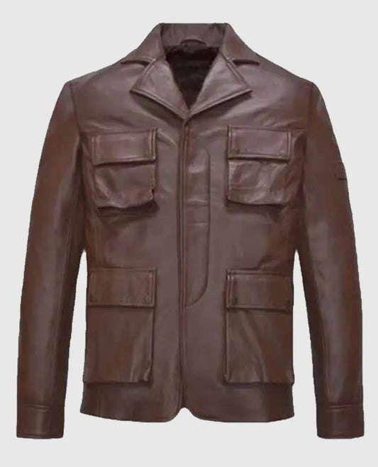Men’s Shirt Style Brown Leather Jacket