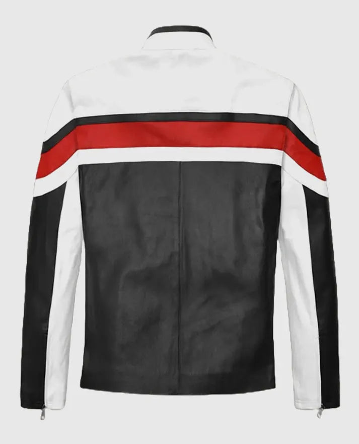 Men's Striped Rocker Leather Jacket - second image