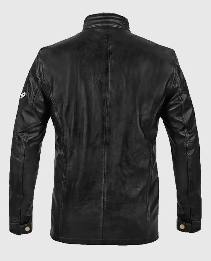 Military Command Black Leather Jacket