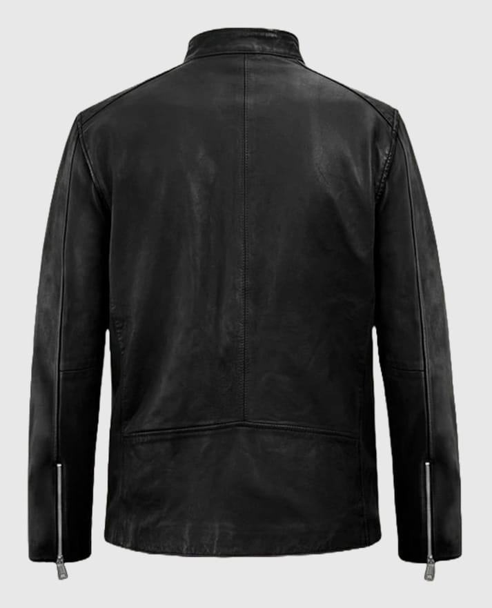 Men's Motorad Black Biker Leather Jacket - second image