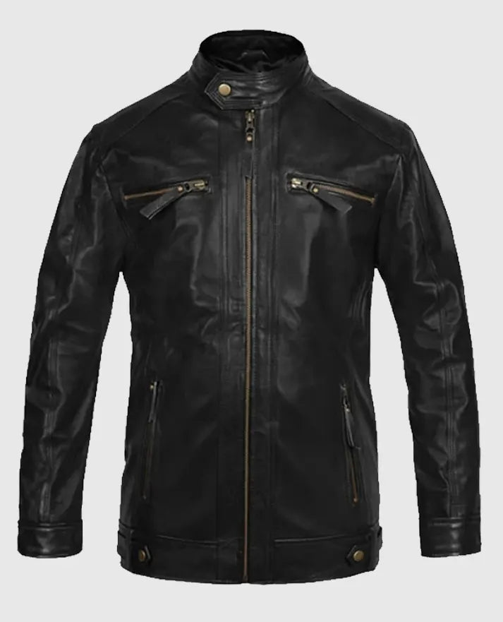  Black Motorcycle Leather Jacket
