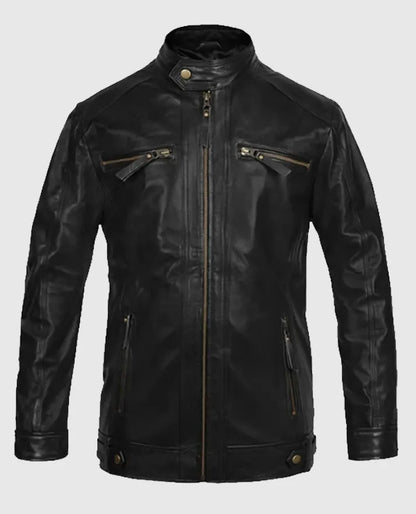  Black Motorcycle Leather Jacket