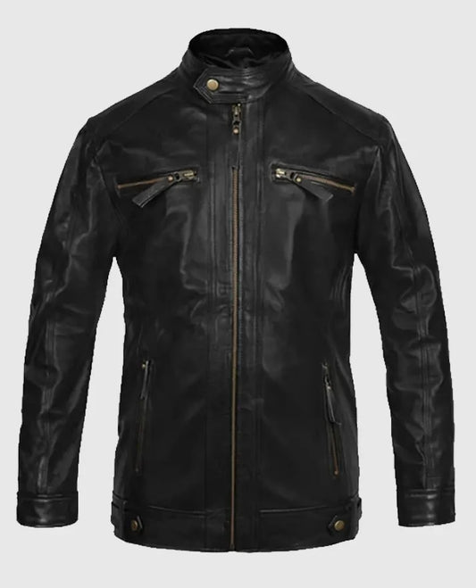  Black Motorcycle Leather Jacket