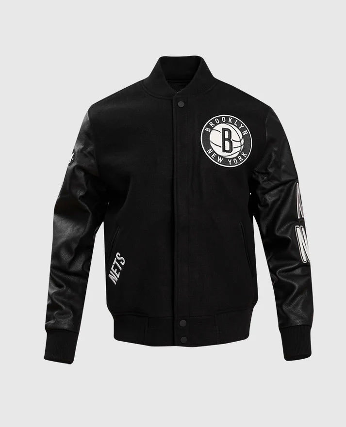 NBA Brooklyn Nets Black Varsity Jacket