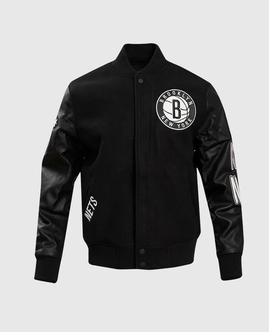 NBA Brooklyn Nets Black Varsity Jacket