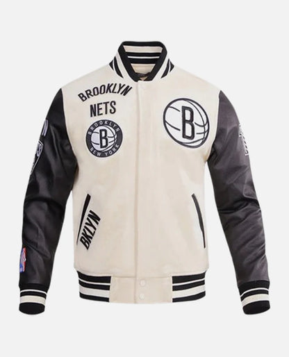 NBA Brooklyn Nets Black & White Varsity Jacket