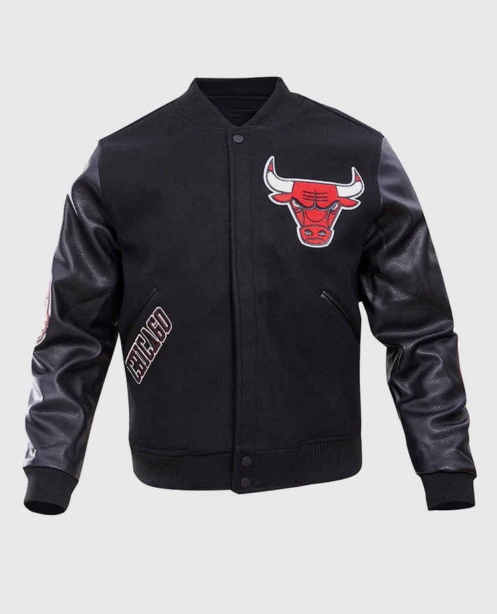 NBA Chicago Bulls Black Varsity Jacket