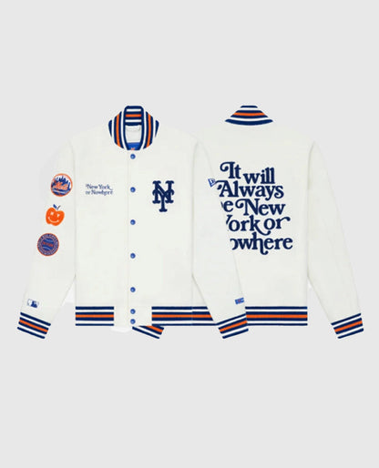 New York or Nowhere Nyon x Mets Motto Varsity Jacket