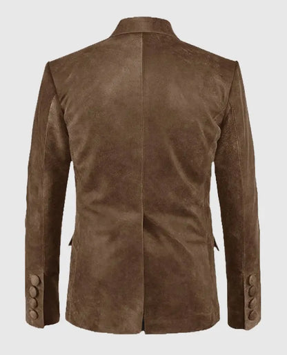 Quaint Brown Leather Blazer