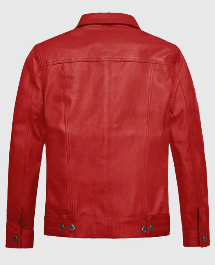 Red Leather Trucker Jacket