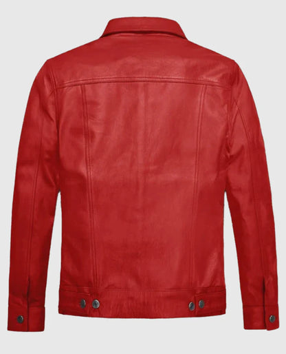 Red Leather Trucker Jacket
