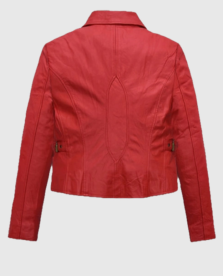 Soft Tango Red Washed Jennifer Lopez Gigli Leather Jacket - second image