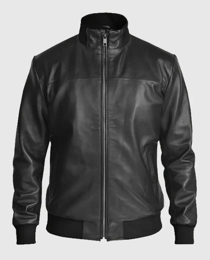 Richard Madden Black Bomber Leather Jacket