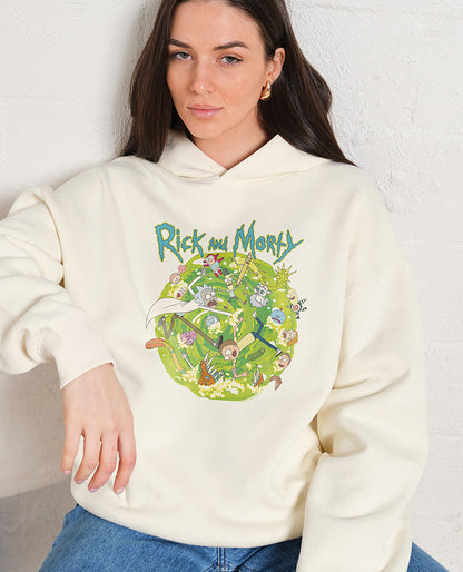 Rick and Morty Portal Collage Cream Hoodie