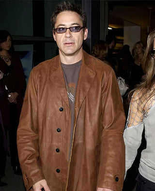 Robert Downey Jr Leather Brown Blazer