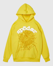 SP5DER Web Suit Yellow Hoodie Rhinestone
