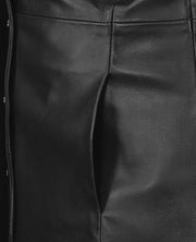  Selena Gomez Black Leather Long Coat