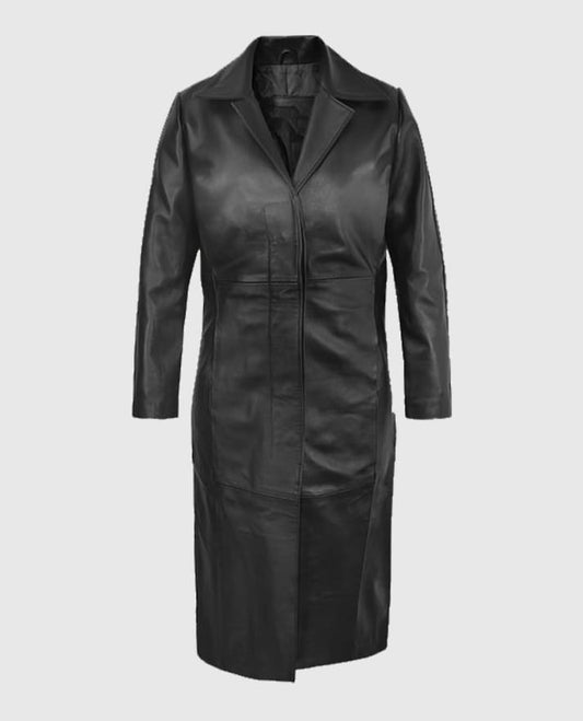 Selena Gomez Leather Long Coat