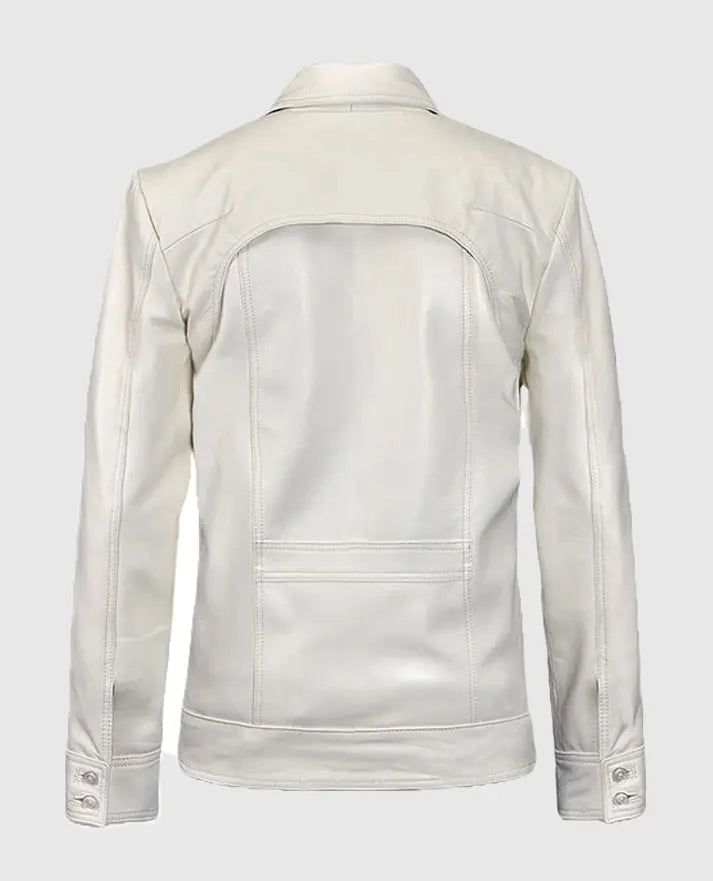 Men's Shirt Collared Motorcycle Leather Jacket - second image