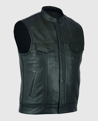 Sons Of Anarchy Inspired Black Leather Vest