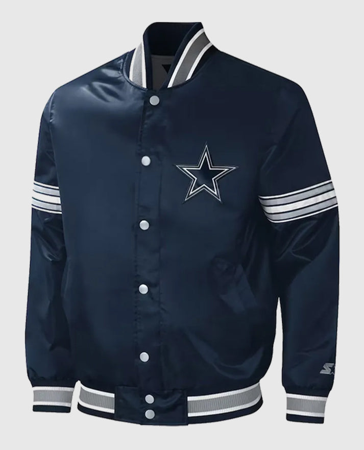Starter Midfield Dallas Cowboys Navy Varsity Satin Jacket