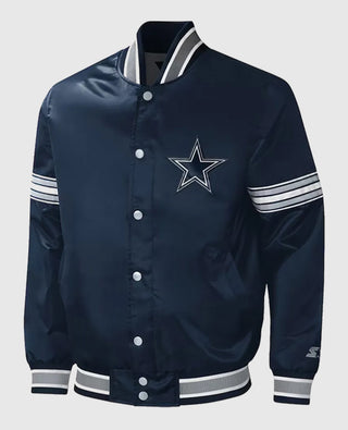 Starter Midfield Dallas Cowboys Navy Varsity Satin Jacket