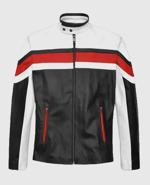 Striped Rocker Leather Jacket