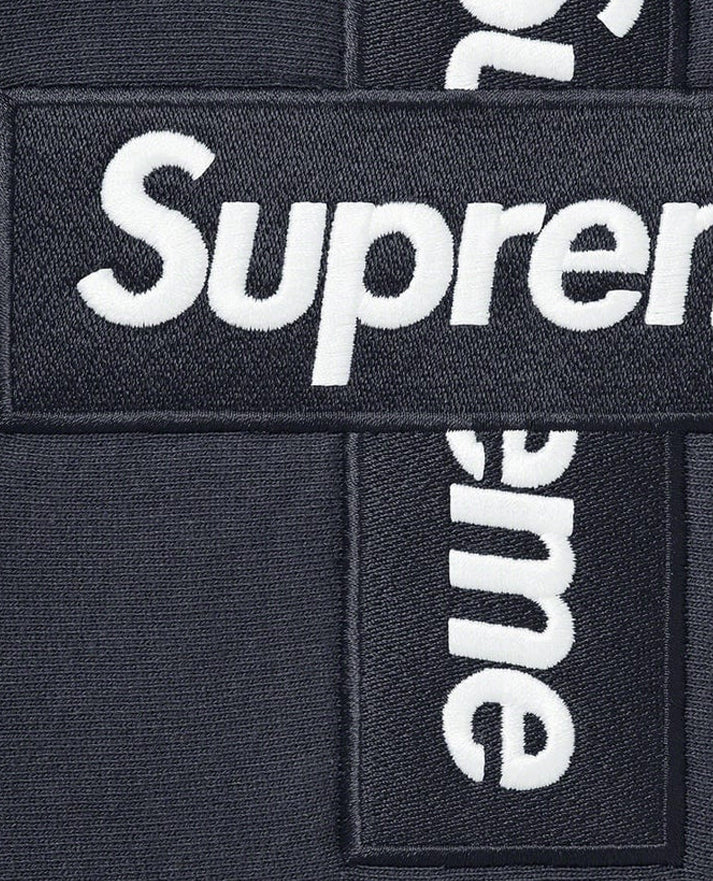 Supreme Cross Box Logo Hooded Sweatshirt log close up