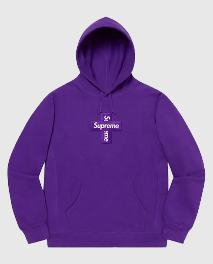 Supreme Cross Box Logo Purple Hooded Sweatshirt