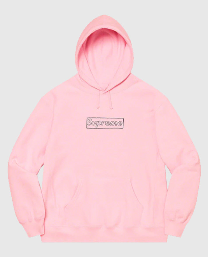 トップス Supreme KAWS Chalk Logo Hooded L Supreme KAWS Chalk Logo Hooded Sweatshirt - Grey, Yellow, Pink