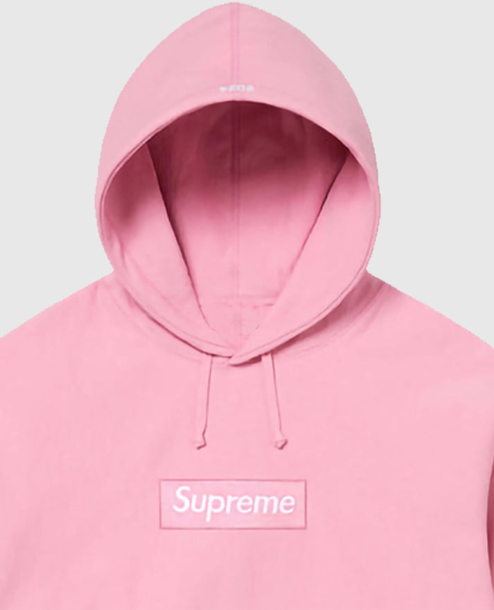 Supreme KAWS Chalk Logo pink Hooded Sweatshirt close view