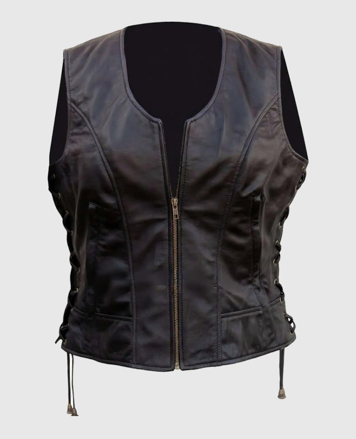 The Walking Dead Michonne Leather Brown Vest for women