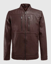 Thunder Storm Burgundy Biker Leather Jacket