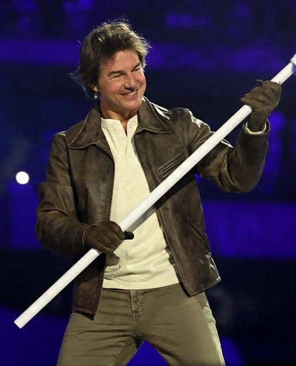 Tom Cruise Paris Olympics 2024 Leather Jacket