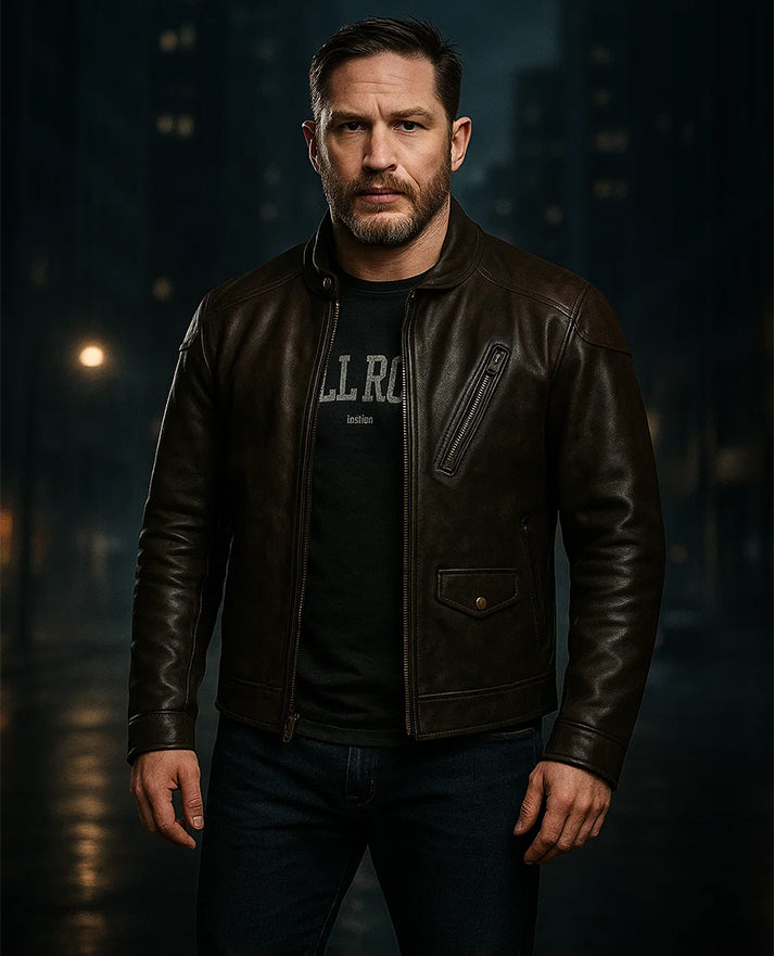 Tom Hardy Venom Black Leather Jacket