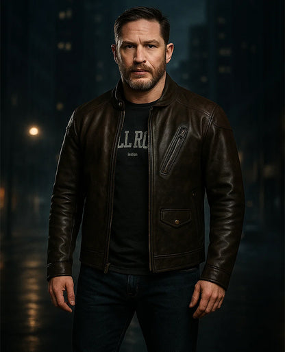 Tom Hardy Venom Black Leather Jacket