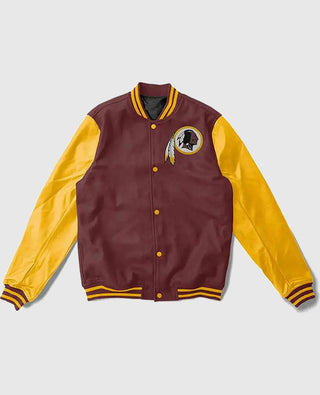 Washington Redskins Brown and Yellow Varsity Jacket