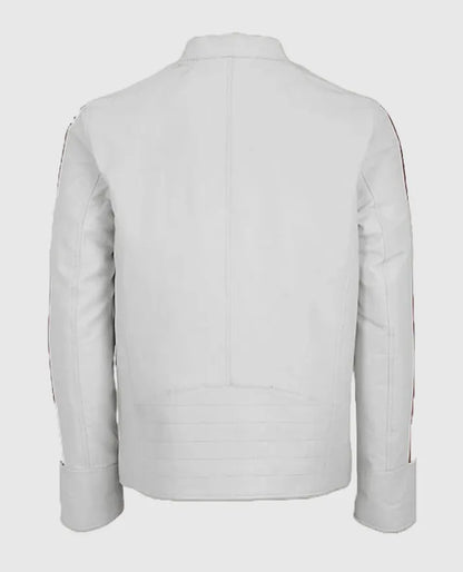  White Biker Leather Jacket