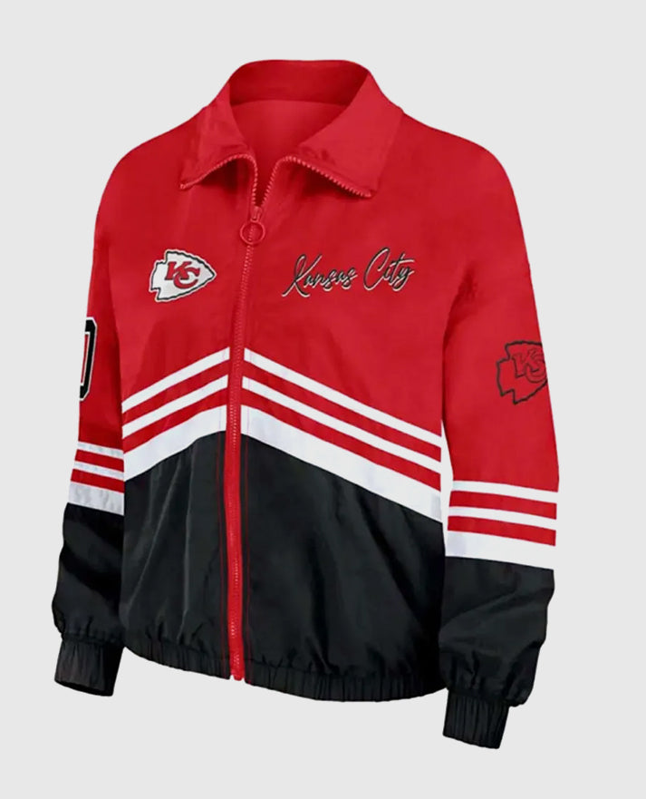 Women's WEAR by Erin Andrews Red Kansas City Chiefs Vintage Throwback Windbreaker Full-Zip Jacket
