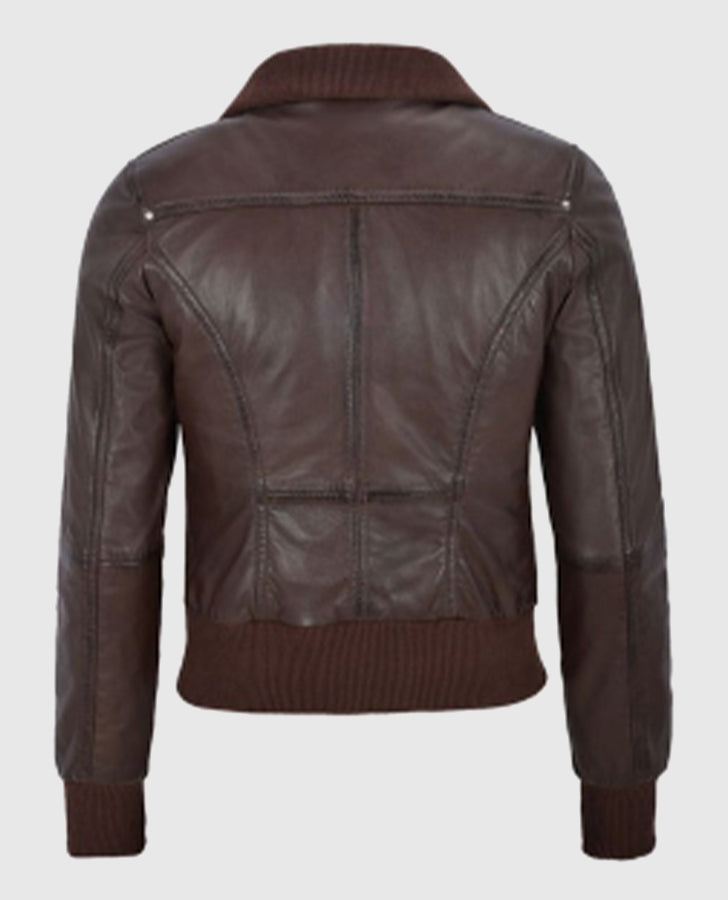 Women's Aviator Brown Bomber Leather Jacket