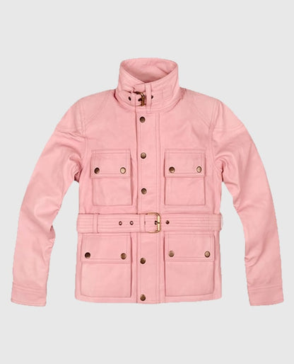 Women's Light Pink Leather Jacket