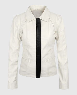 Women's Off-White Shirt-Style Leather Jacket