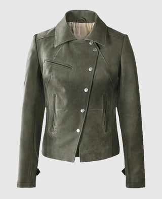 Women's Vintage Olive Suede Leather Jacket
