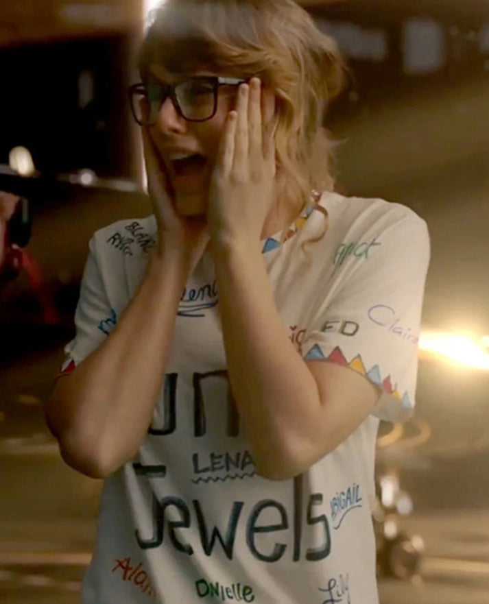 Taylor Swift You Belong With Me Junior Jewels White Printed Shirt